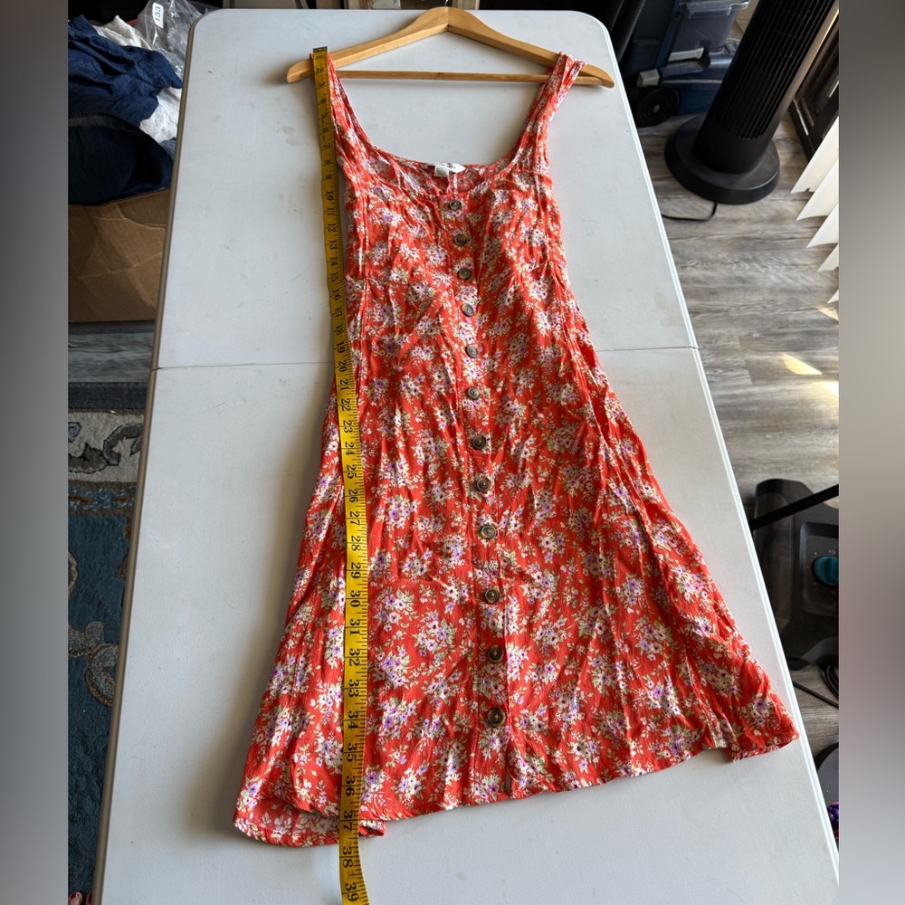 American Eagle Womens Orange Floral Skater Style Mini Dress. Size XL - Picture 6 of 14